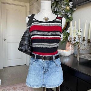 Striped Red and Black Knit Tank Top
